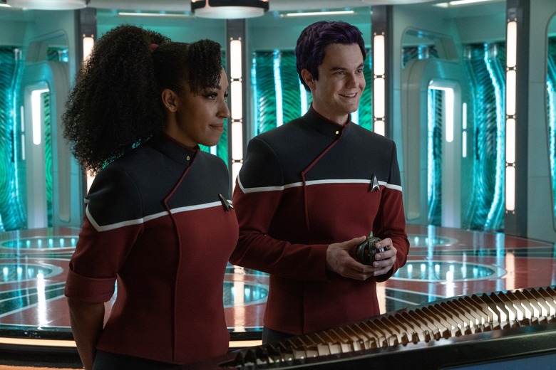 Tawny Newsome as Mariner and Jack Quaid as Boimler in Star Trek: Strange New Worlds.