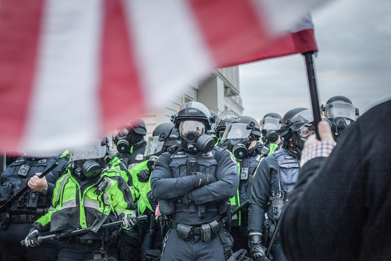 Riot police in the US Capitol