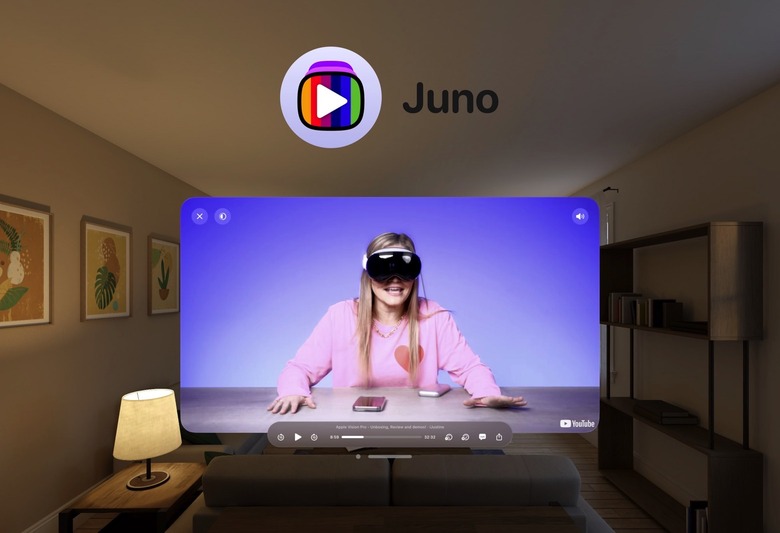 Juno is a third-party YouTube app for the Vision Pro.
