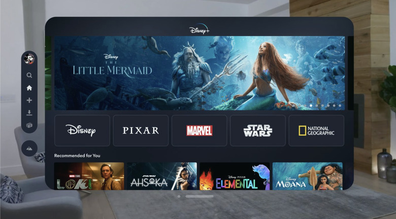 Disney+ running on the Apple Vision Pro