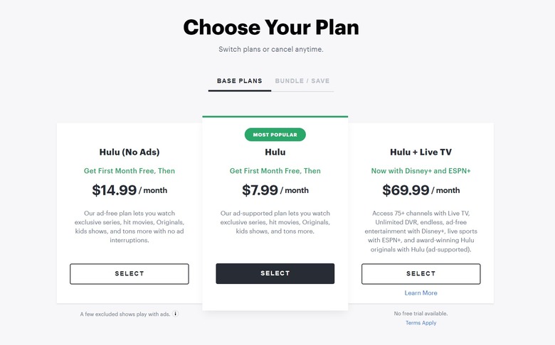 Hulu prices increased on October 10.