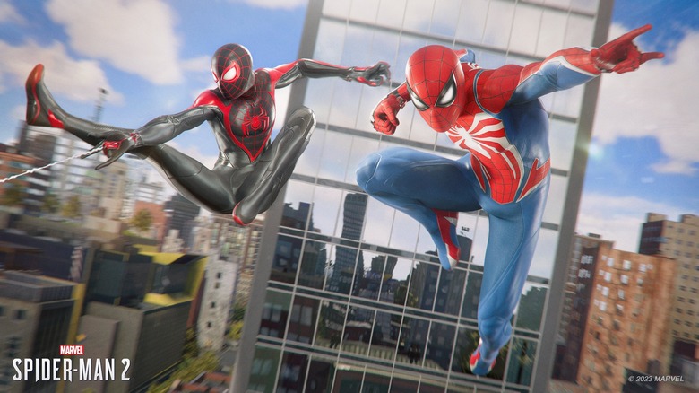 Miles and Peter in Marvel's Spider-Man 2.