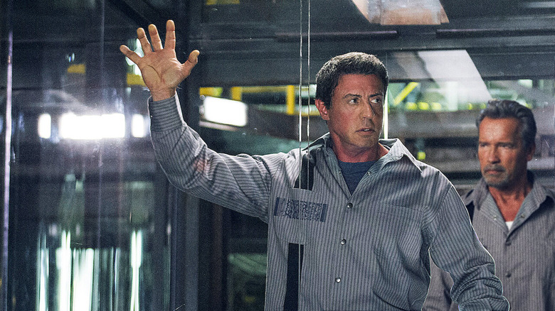 Arnold Schwarzenegger and Sylvester Stallone in Escape Plan.