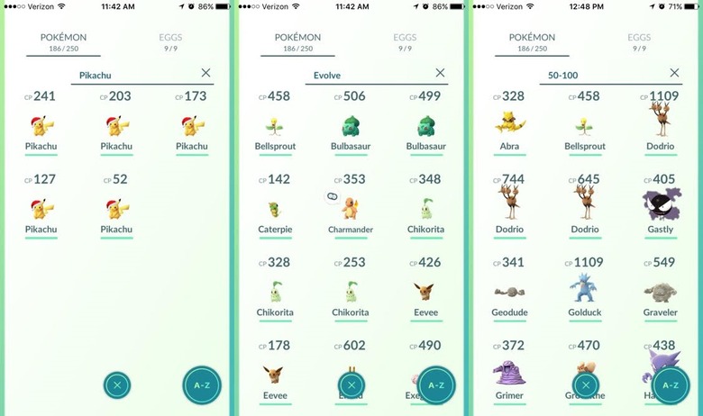 Pokemon Go Search Bar