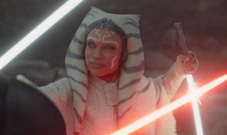 Baylan Skoll (Ray Stevenson) and Ahsoka Tano (Rosario Dawson) in Lucasfilm's Star Wars: Ahsoka.