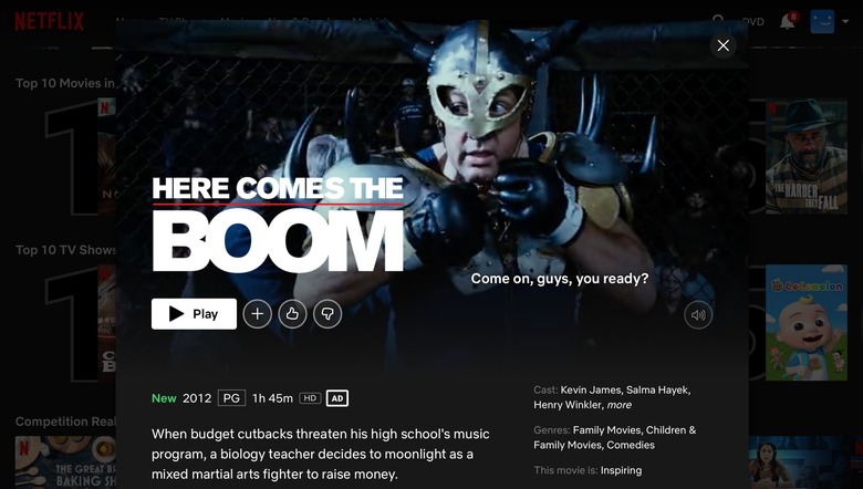 netflix screenshot of here comes the boom