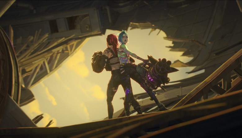 Hailee Steinfeld as Vi and Ella Purnell as Jinx in Arcane Season 2.