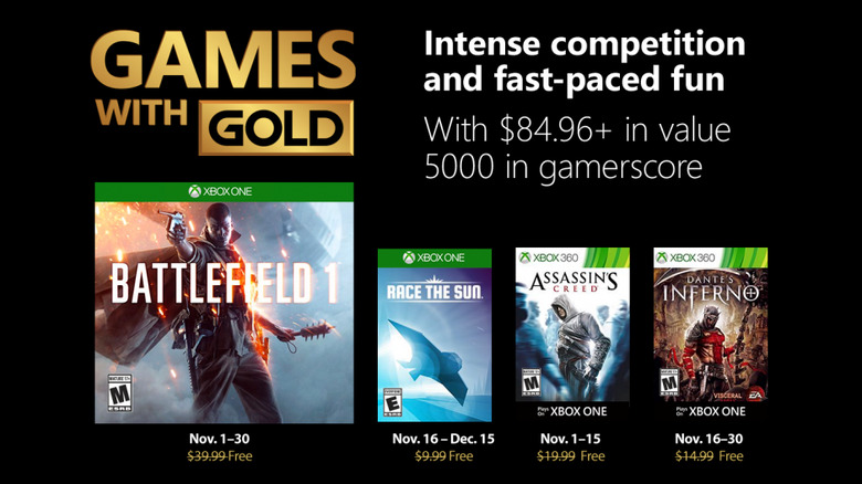 Xbox Games with Gold Nov 2018