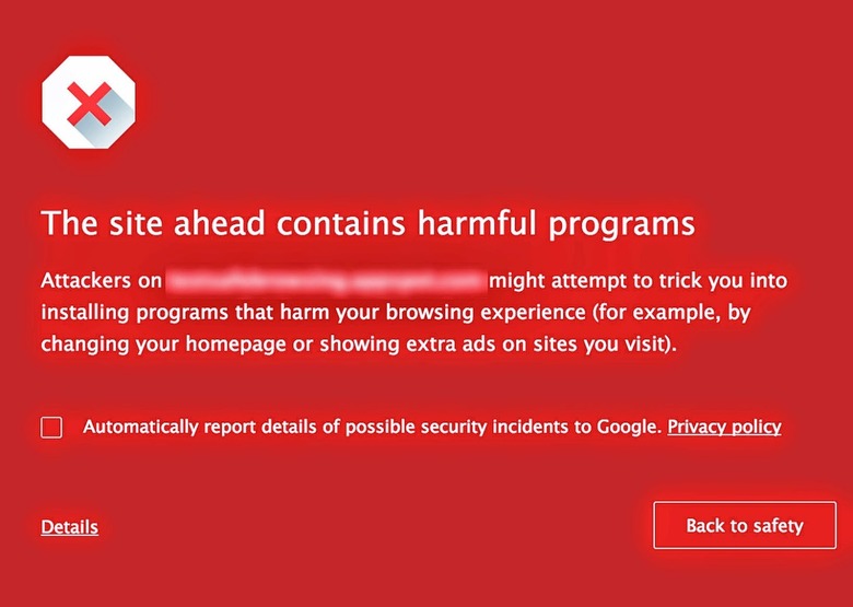 Google Chrome Malware Warning