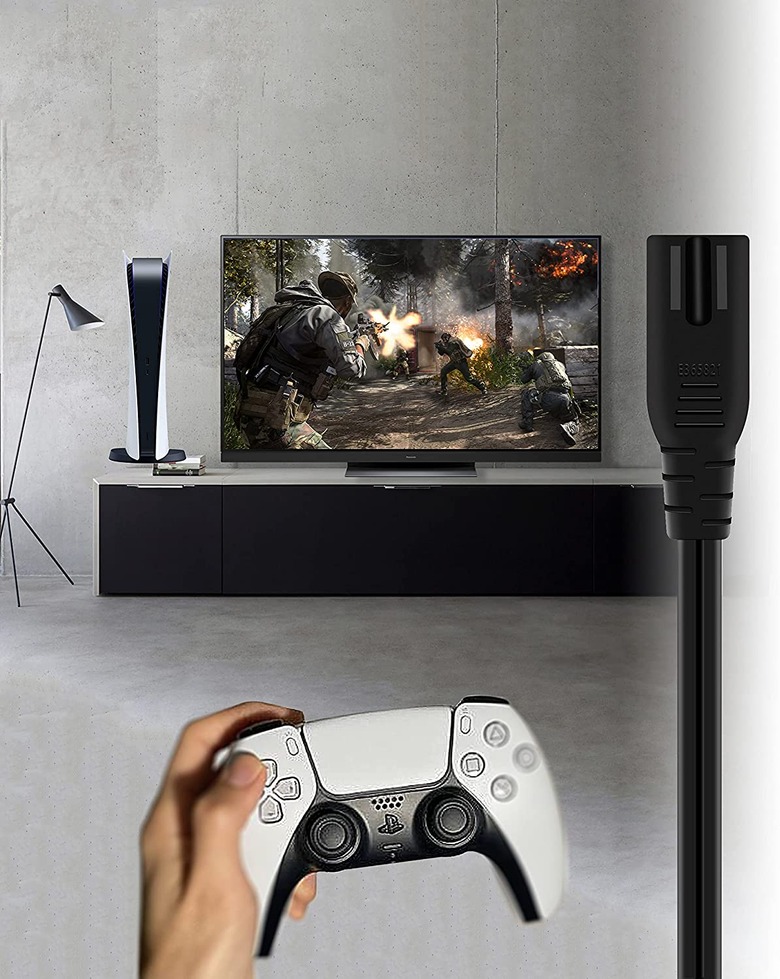A cord next to a TV
