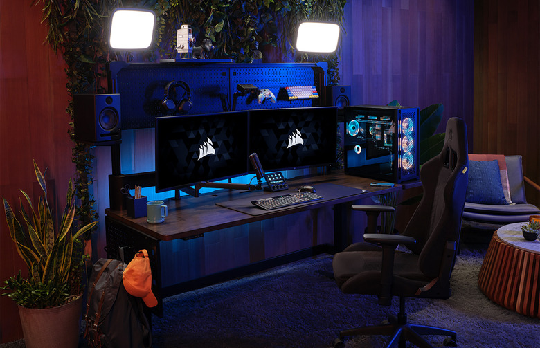 CORSAIR Platform:6 standing desk streaming setup