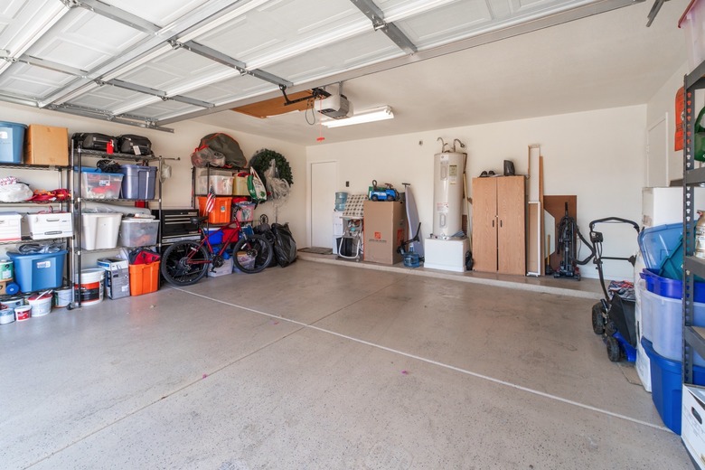 Storage space inside a garage.