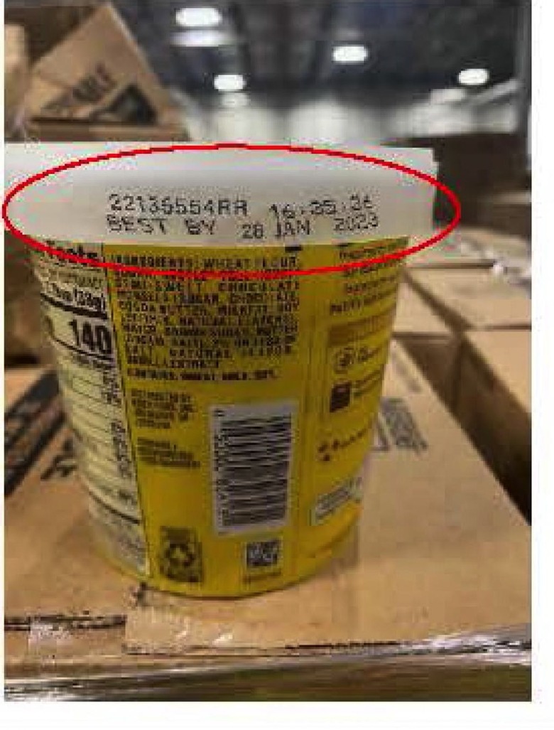 Nestlé edible cookie dough recall: The back of the product package shows the location of batch codes and best-by dates.