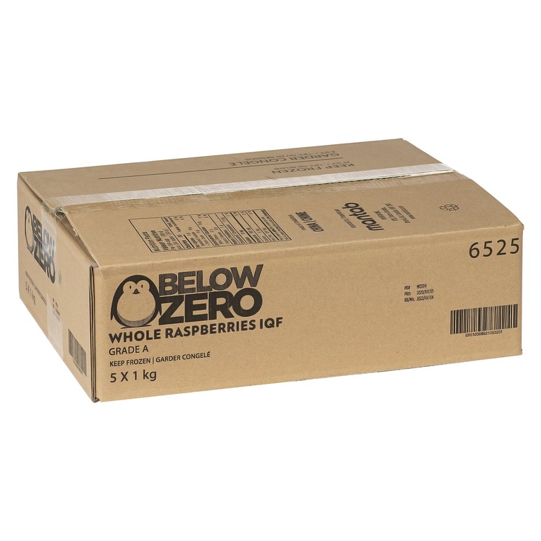 Below Zero raspberries recall: Package example.