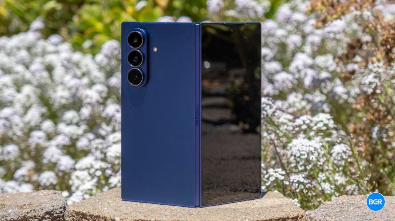 Samsung Galaxy Z Fold 7 unfolded standing upright