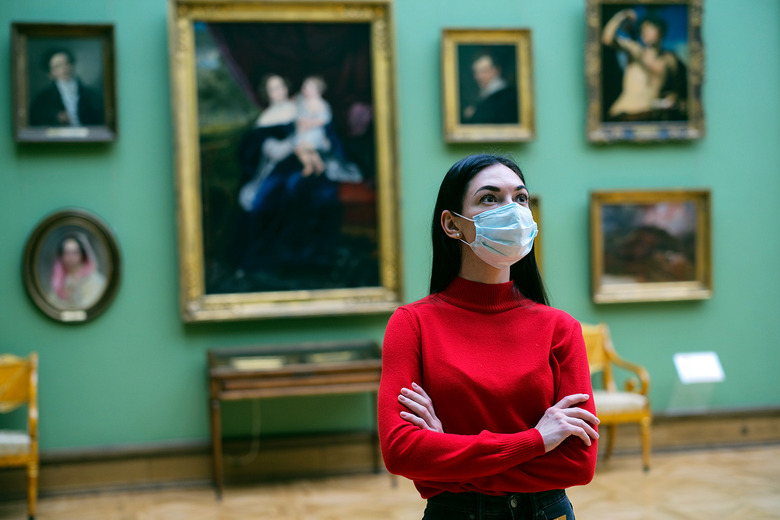 Woman in Coronavirus Face Mask