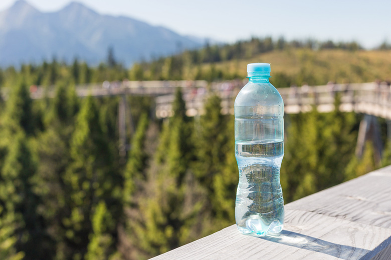 plastic water bottle in the sun