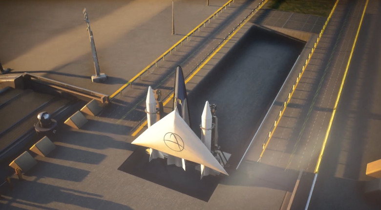 CGI representation of Space Transportation's supersonic jet before takeoff