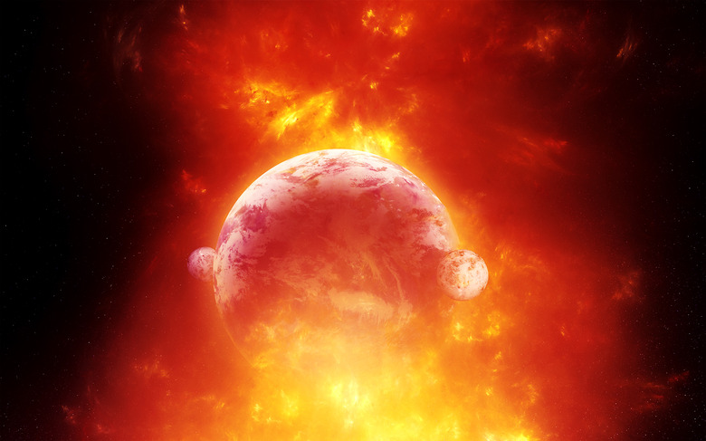 artist illustration of planet burning