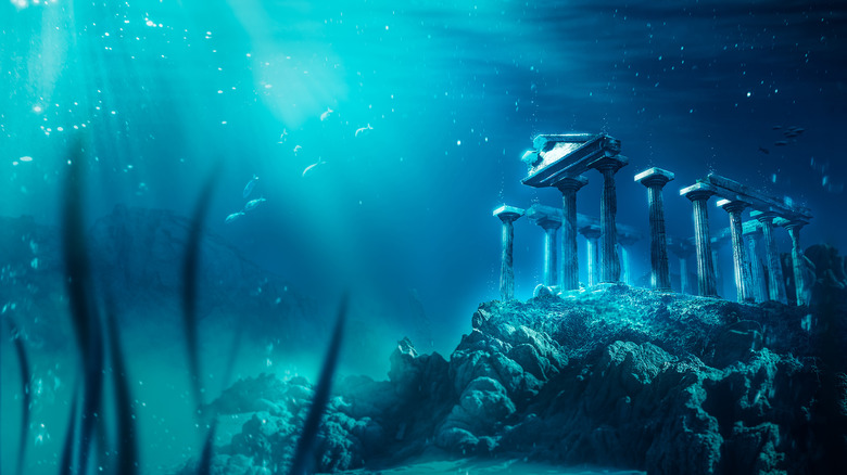 3D illustration based on the legend of the lost city of Atlantis