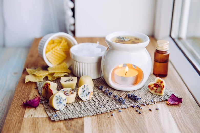 wax melts with a candle under them