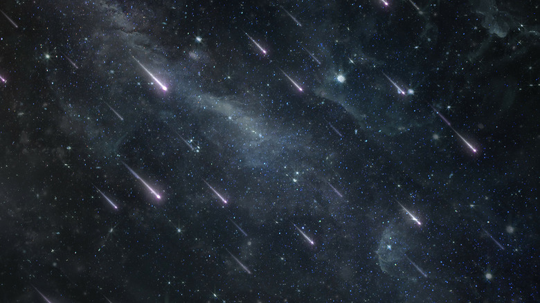 lights in night sky, shooting stars in night sky