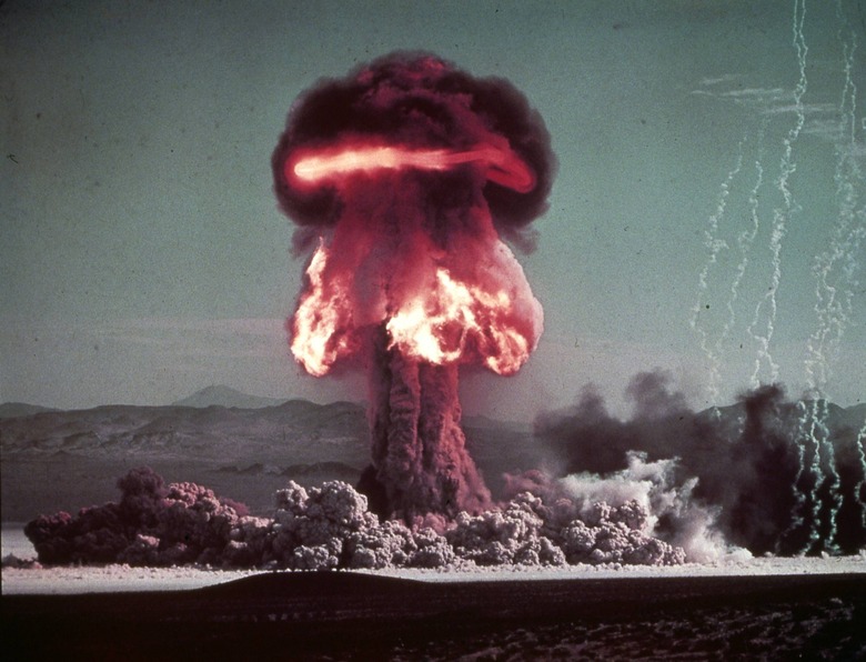 Photograph of nuclear artillery test at Frenchman Flat, Nevada, America's Nuclear Testing site, in 1953