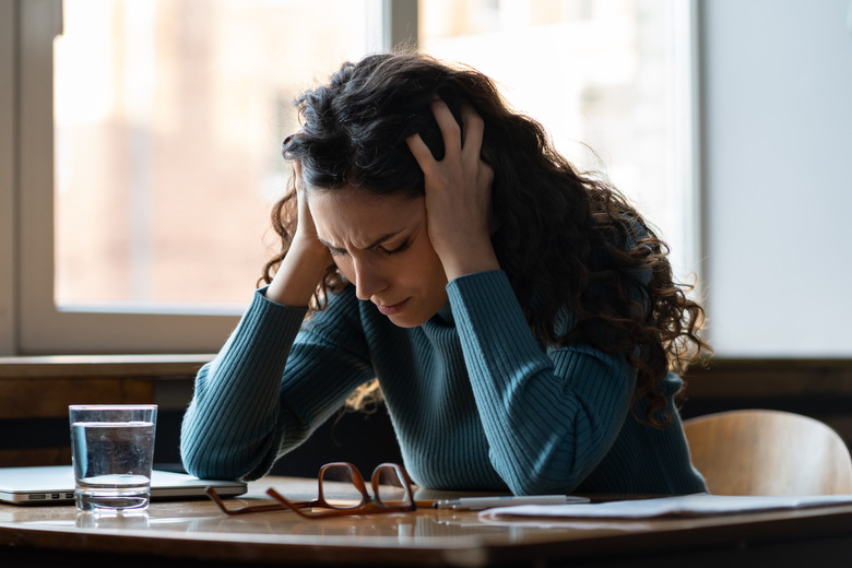 woman stressed at work