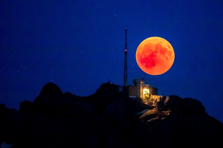 Total lunar eclipse in Appenzell, Urnaesch, Switzerland - 27 Jul 2018