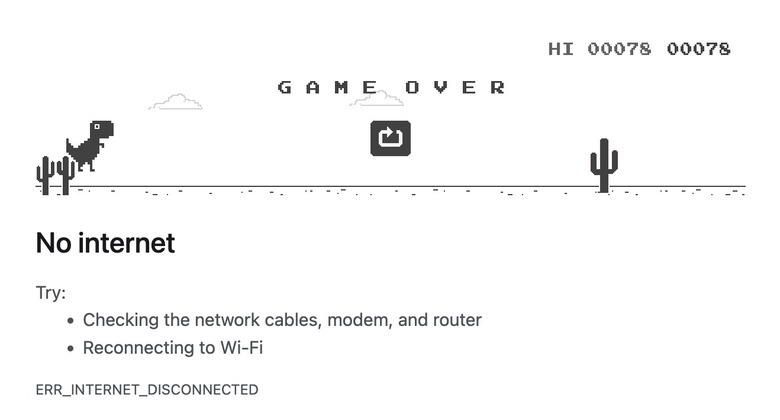 The dinosaur runner game in Google Search when the internet is down.
