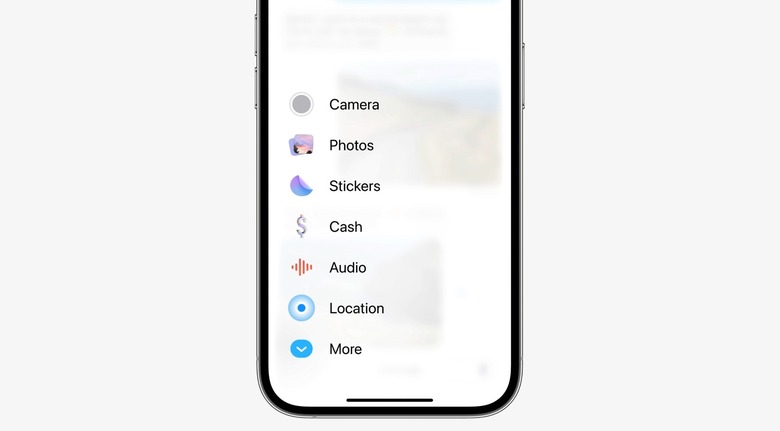 iMessage's new UI will place all the menu items under a 