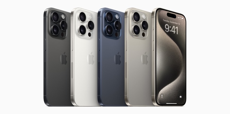 iPhone 15 Pro and 15 Pro Max with titanium frames.