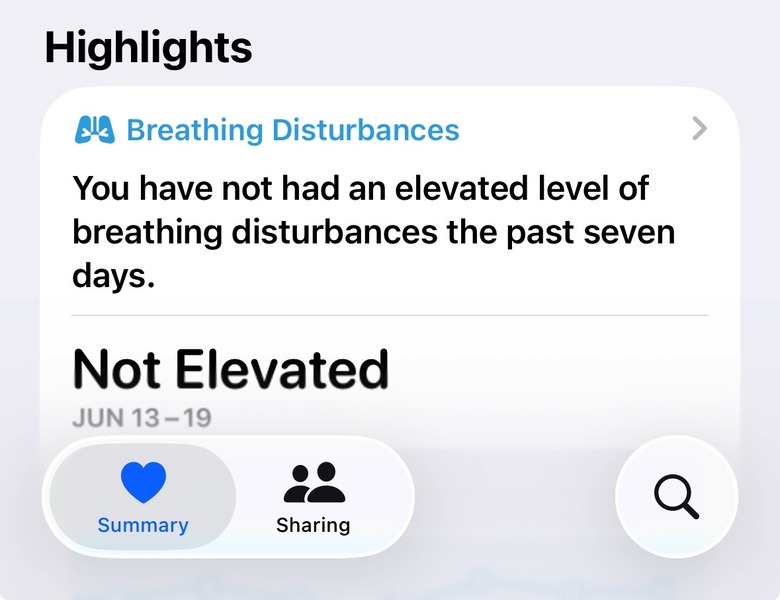 The confusing "search" menu in the Health app.