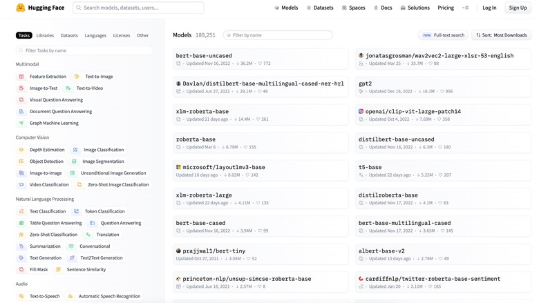 Hugging Face lists a massive number of generative AI options.