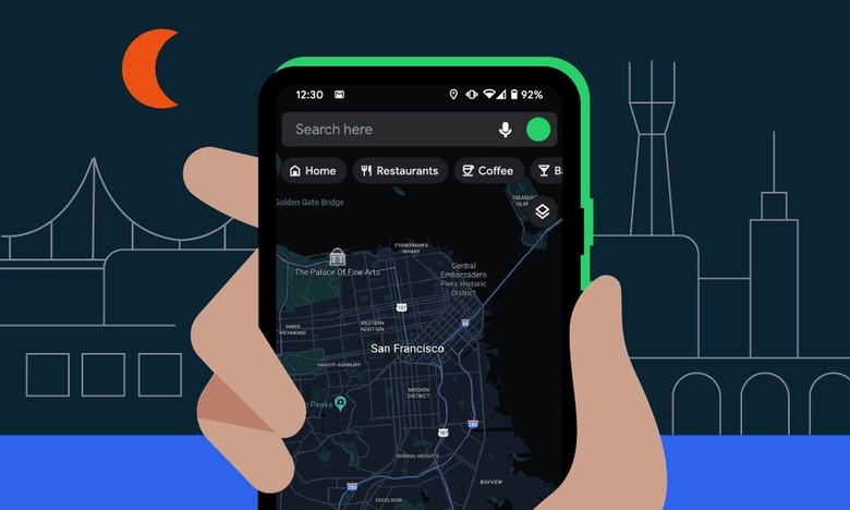 Android smartphone with Google Maps app on the display