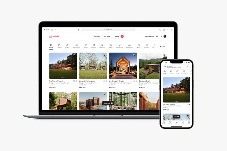 Airbnb website on desktop and mobile.
