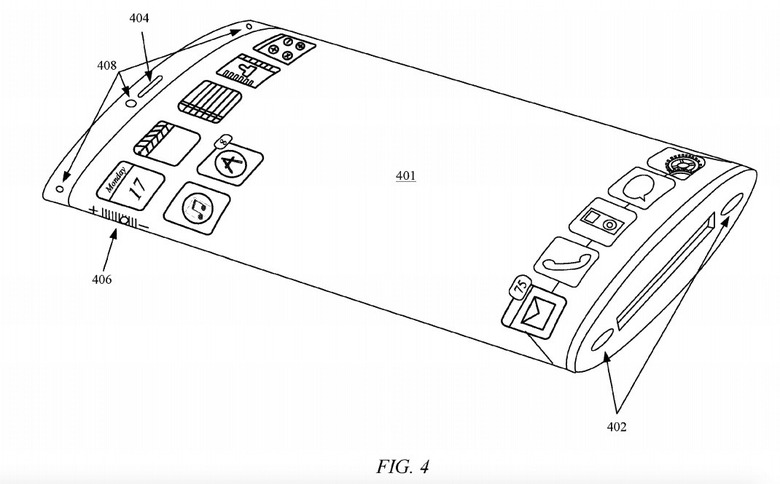 iPhone with wraparound display from Apple patent.