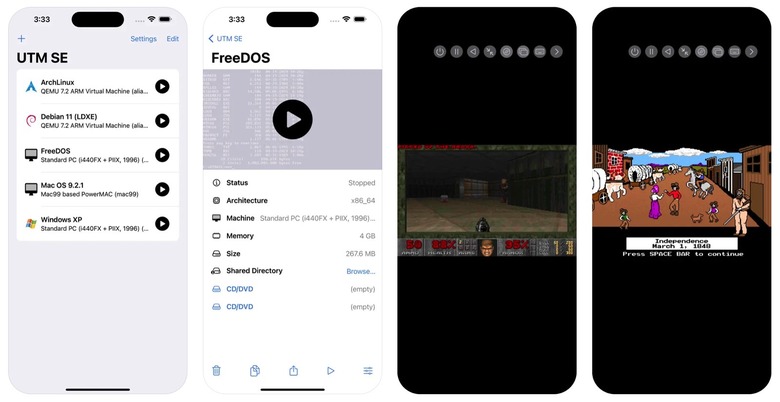 iPhone PC emulator UTM SE is available to download from the App Store.