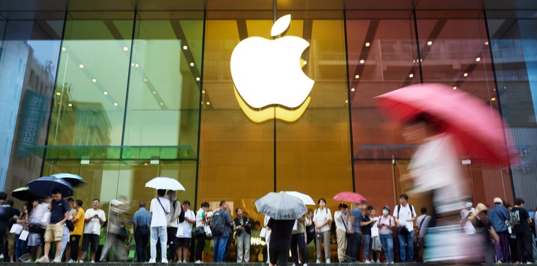 Customers at an Apple store