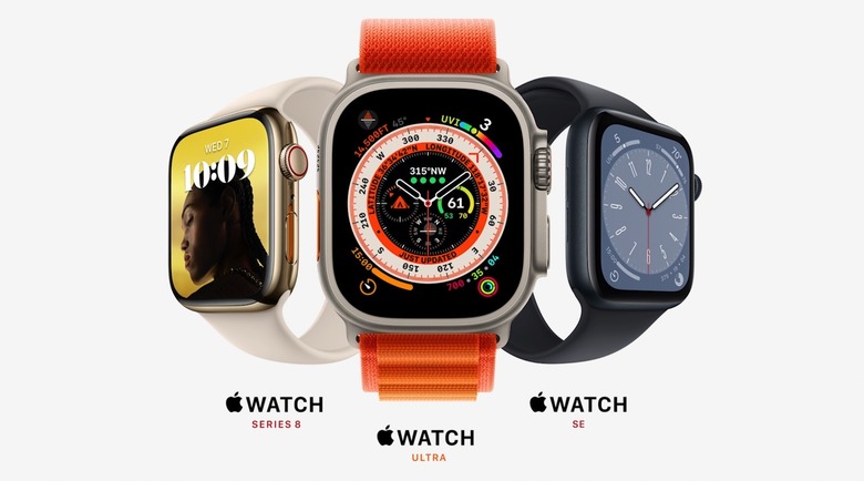 Apple Watch Series 8, Apple Watch Ultra, and Apple Watch SE.