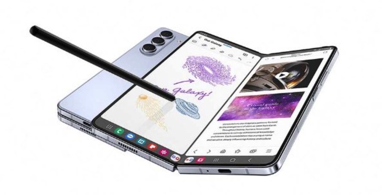 Galaxy Z Fold 5 foldable handset and S Pen stylus.