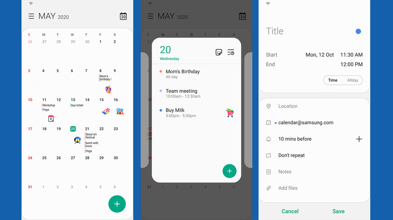 Samsung Calendar update