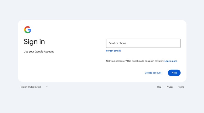 Google's new sign-in page.