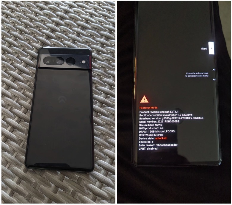 Pixel 7 Pro prototype purchased from Facebook Marketplace.