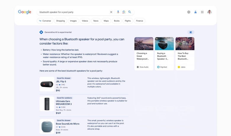 Google Search AI answers questions about speakers.
