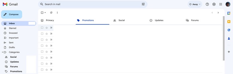 Gmail: The Promotion folder (left) and Promotion tab (top) contain the same promo emails.
