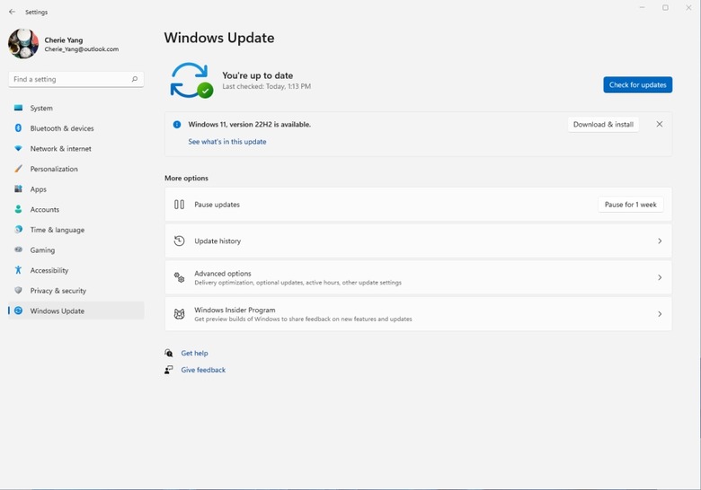 Updating from Windows 11 to the Windows 11 2022 Update.
