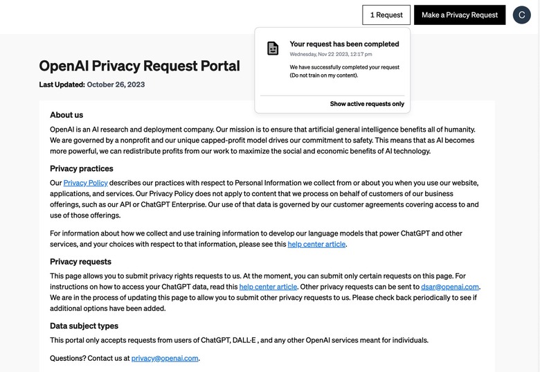 OpenAI's advanced ChatGPT privacy now remembers my request to opt out of model training.