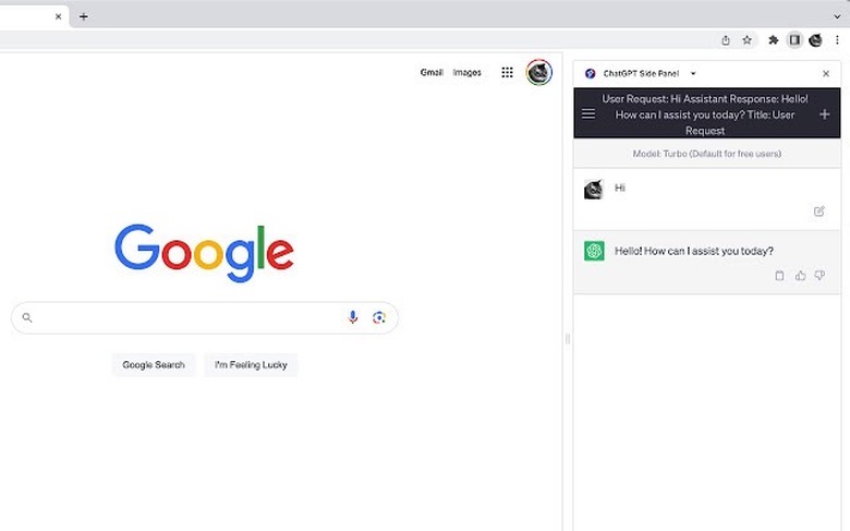ChatGPT Side Panel extension for Chrome works in the side bar.
