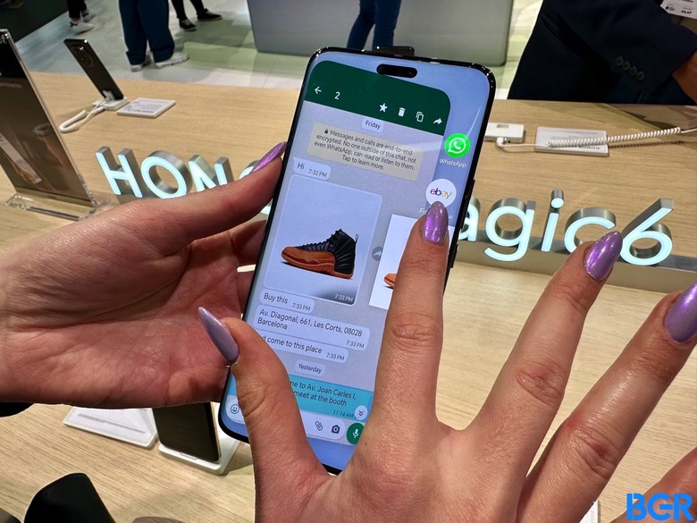 Dragging an image to a shopping app like eBay to start a search.